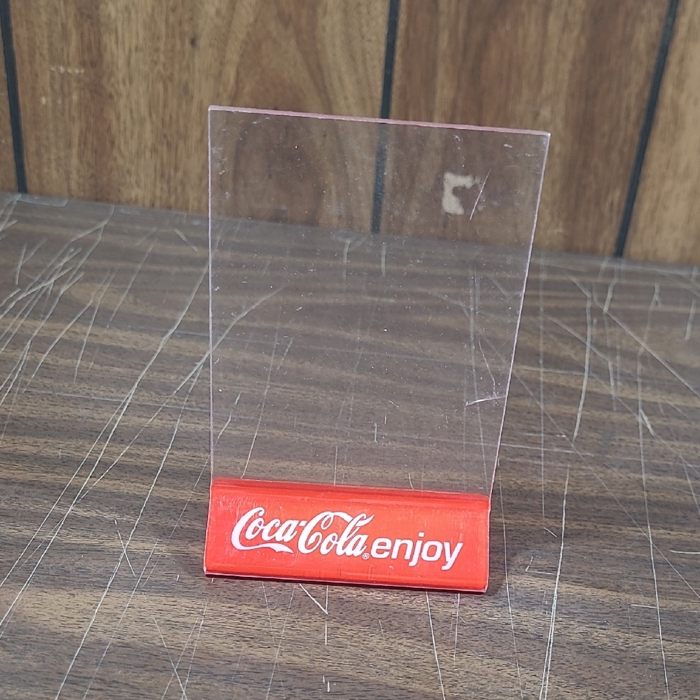 Coca Cola Red Acrylic Picture Menu Display Stand with 'Enjoy' Logo 4" X 6"